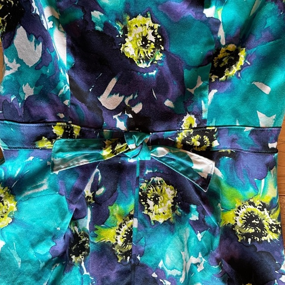 Ellen Tracy Sheath Dress Floral Gemstones Sleeveless - Picture 4 of 10